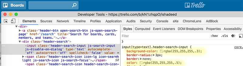 Trello with Devtools